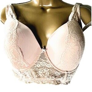 Parfait Bra Longline Pink Lace Padded Lined Underwire 38 H Full Coverage